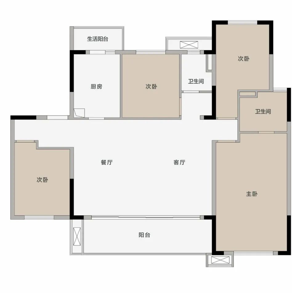 成都夫妇40W改139㎡精装房，LDK全开放+主卧大套房：大平层既视感