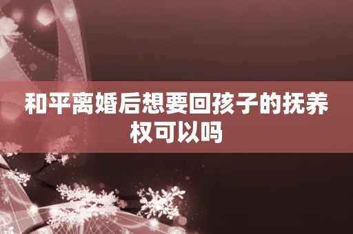 和平离婚后想要回孩子的抚养权可以吗