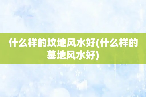 什么样的坟地风水好(什么样的墓地风水好)