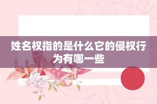 姓名权指的是什么它的侵权行为有哪一些