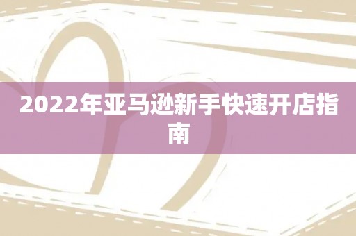 2022年亚马逊新手快速开店指南