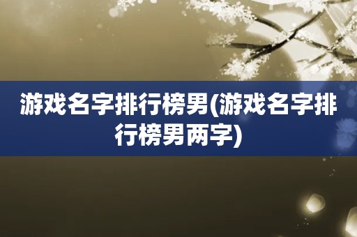 游戏名字排行榜男(游戏名字排行榜男两字)