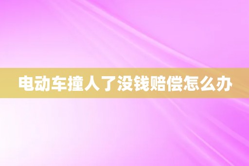 电动车撞人了没钱赔偿怎么办